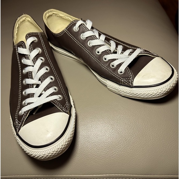 Converse Leather All Stars - Lo Ox - Mens 9 Womens 11 - Dark Root Brown - Picture 3 of 12